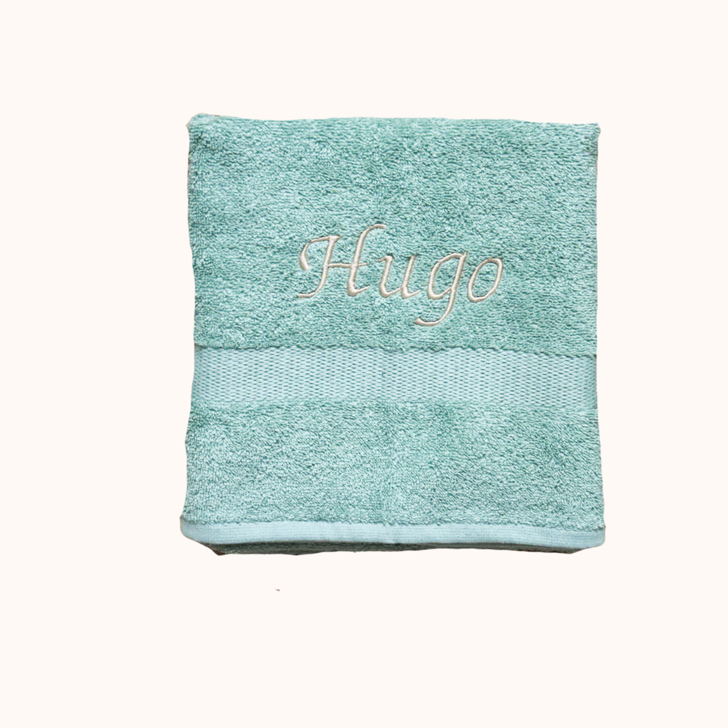 Handdoek 100x50cm met naam - stone green