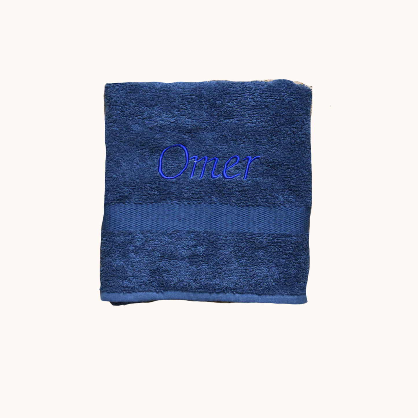 Handdoek 100x50cm met naam - blauw