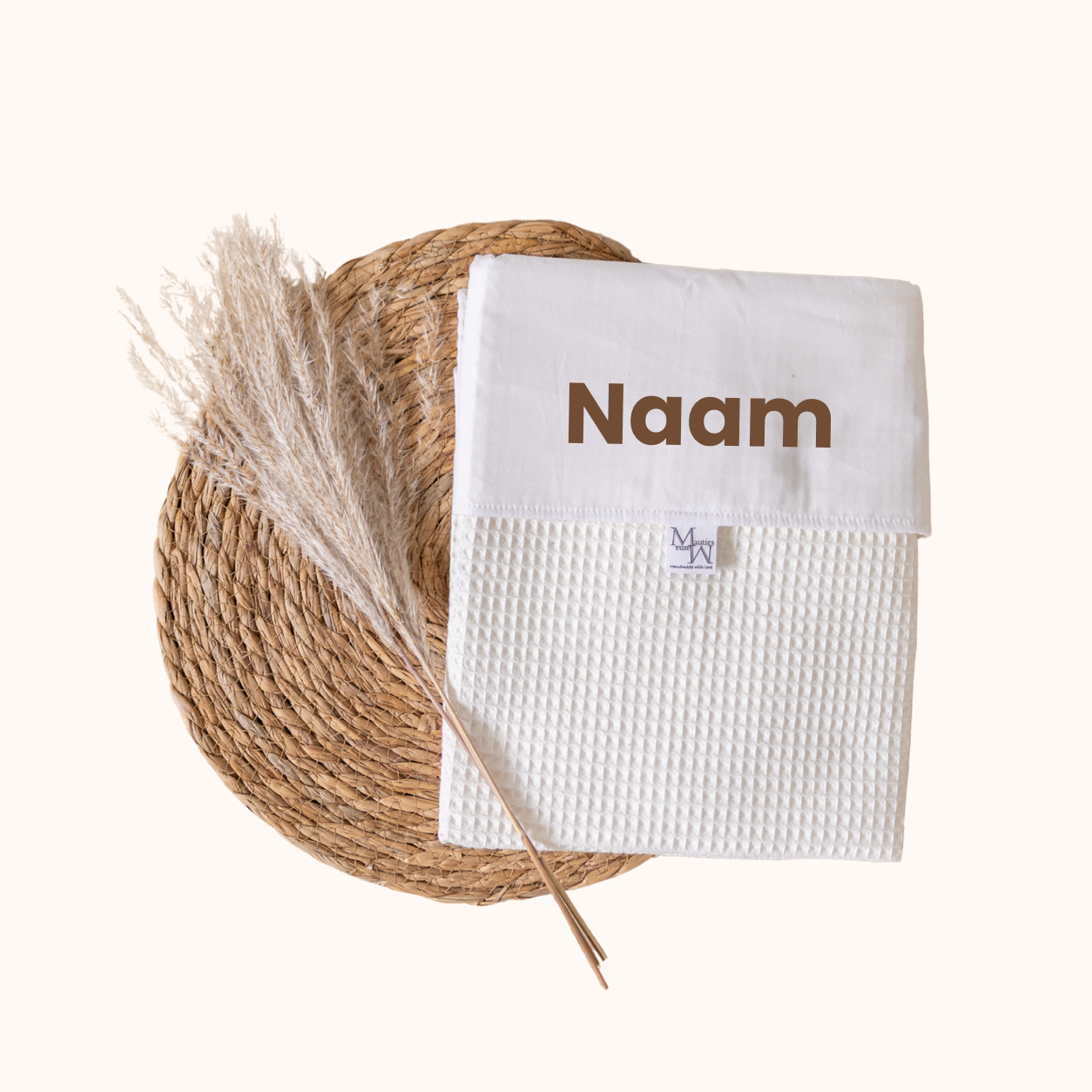 Dekentje met naam - wit