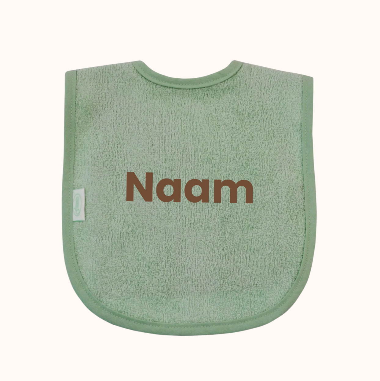 Slabbetje met naam - stone green