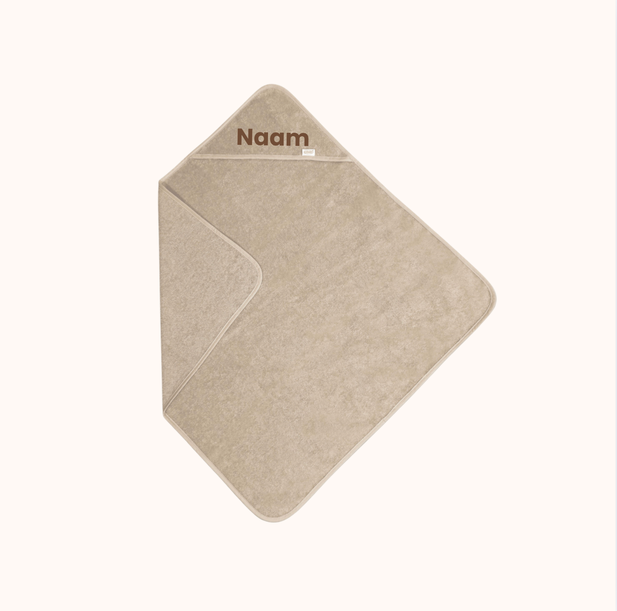 Badcape met naam - beige