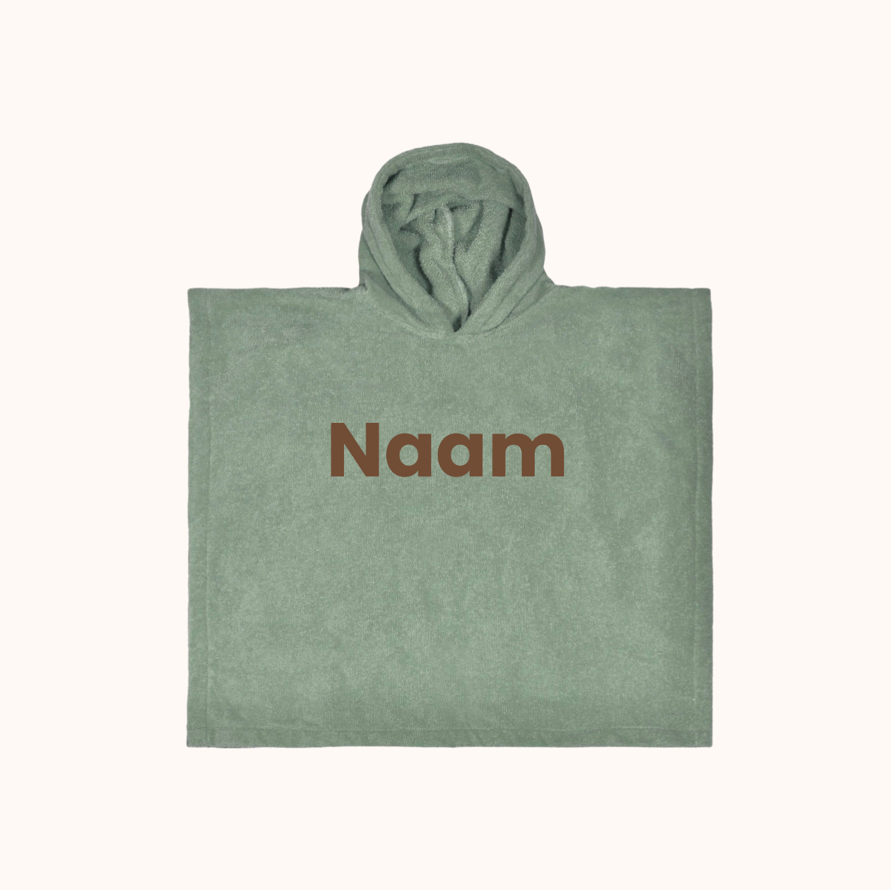 Poncho met naam - stone green