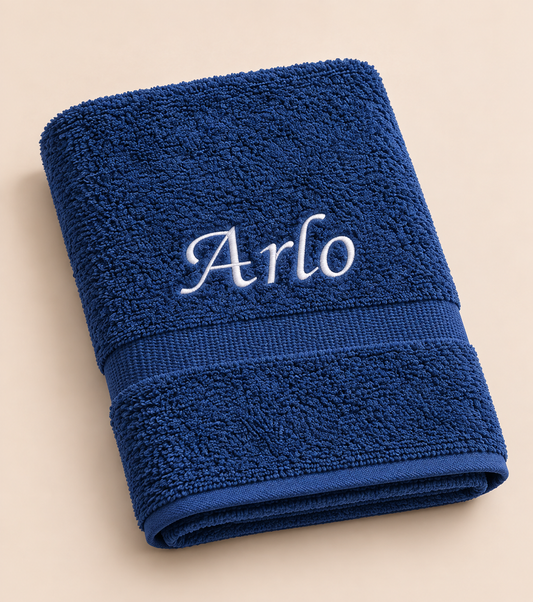 Handdoek 140x70cm met naam - blauw