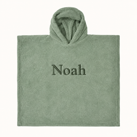 Poncho met naam - stone green