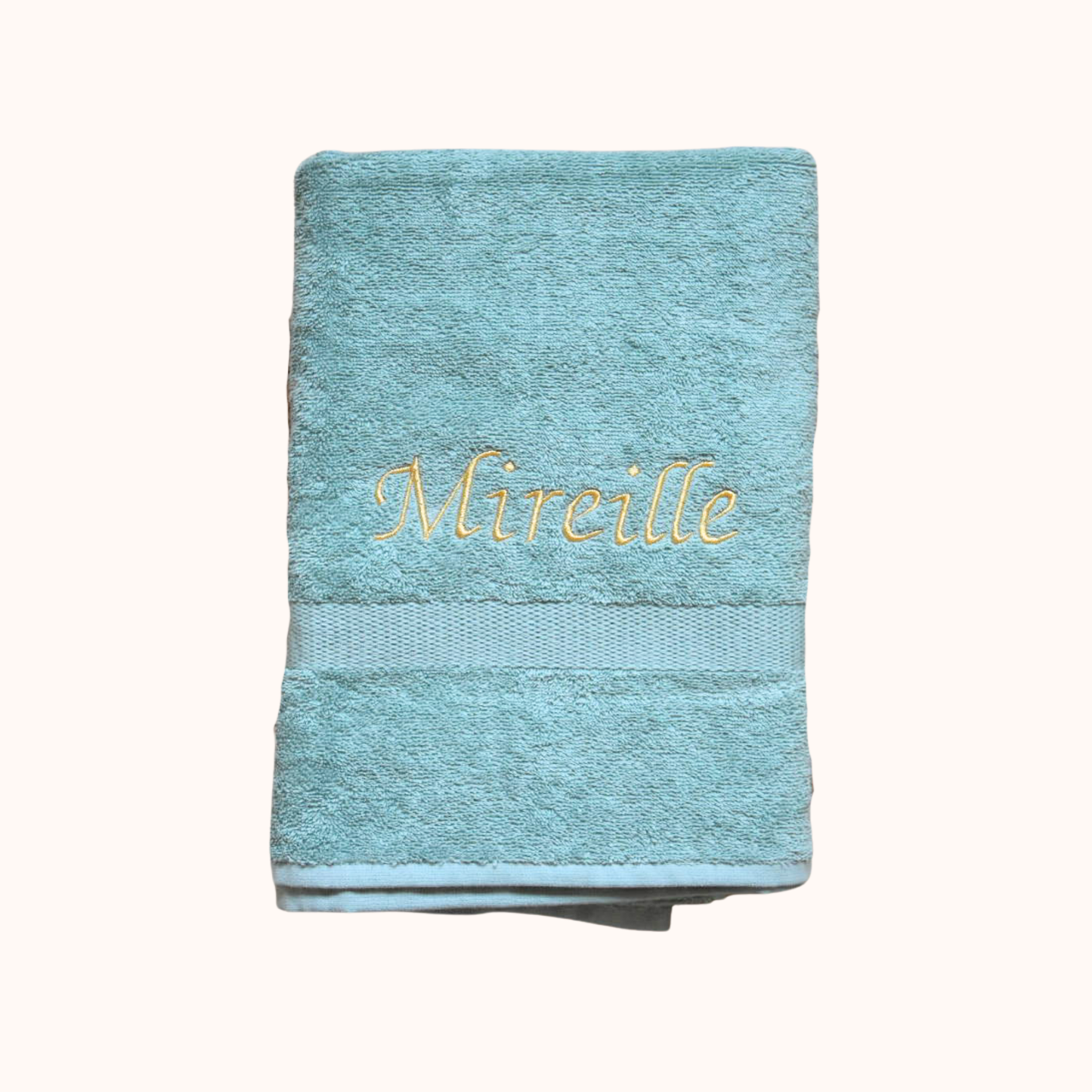 Handdoek 140x70cm met naam - stone green
