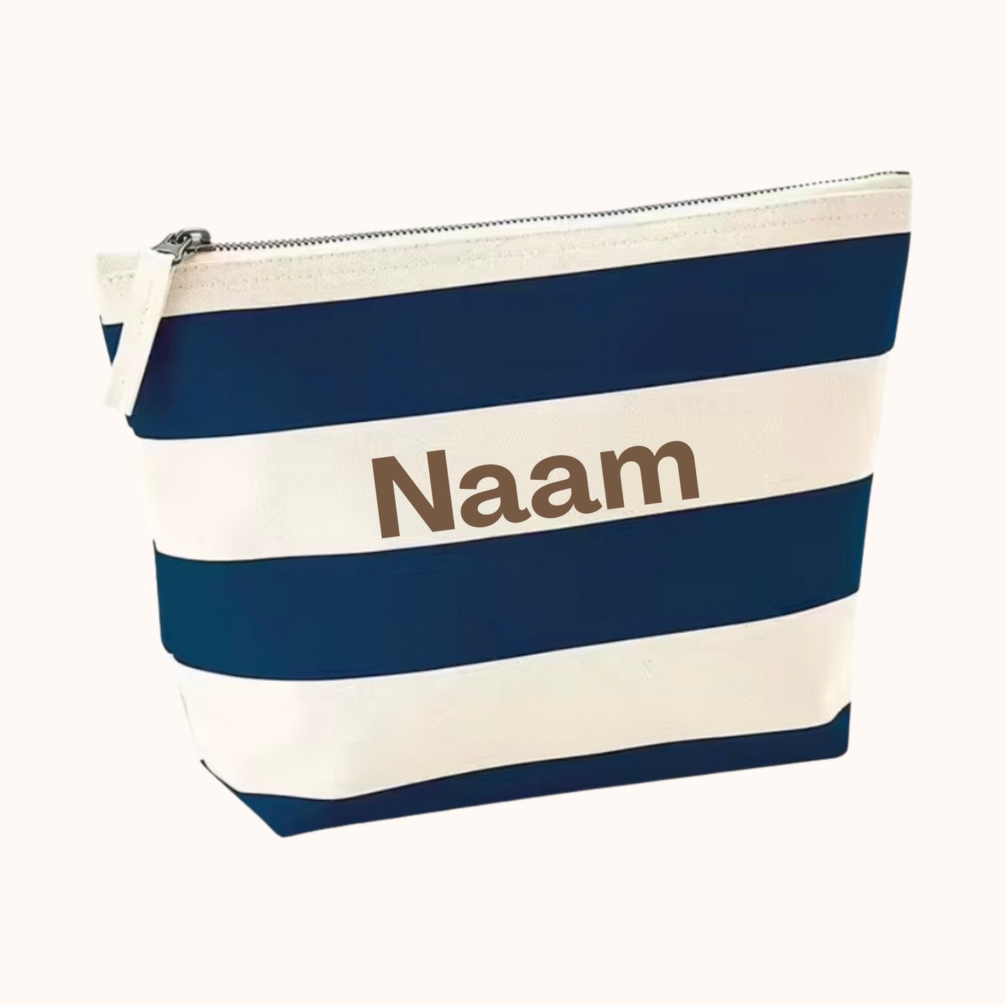 Toilettas met geborduurde naam blauw