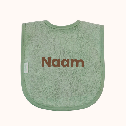 Slabbetje met naam - stone green