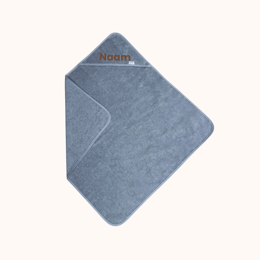 Badcape met naam - blauw