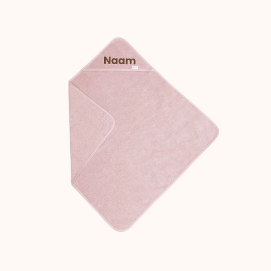 Badcape met naam - roze
