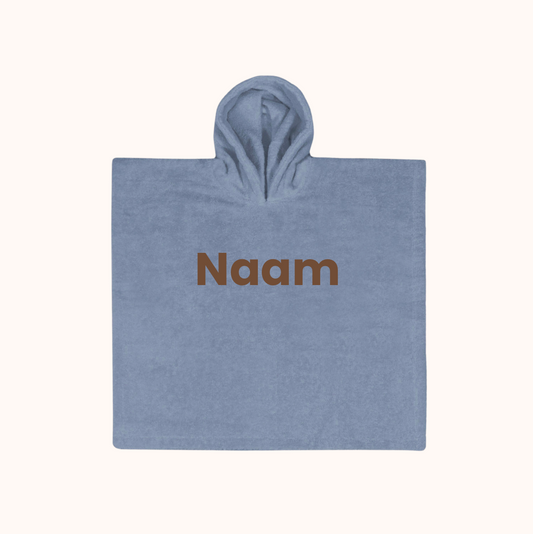 Poncho met naam - blauw